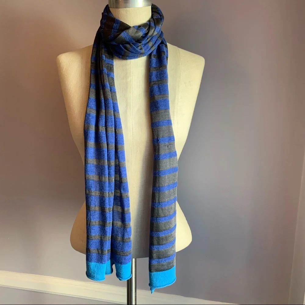 GAP blue stripe scarf & Preview green and black zig zag pattern extra long